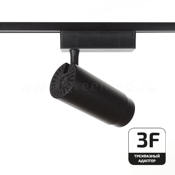 Трековый LED светильник TRV-5017-3F, черный, вид сзади