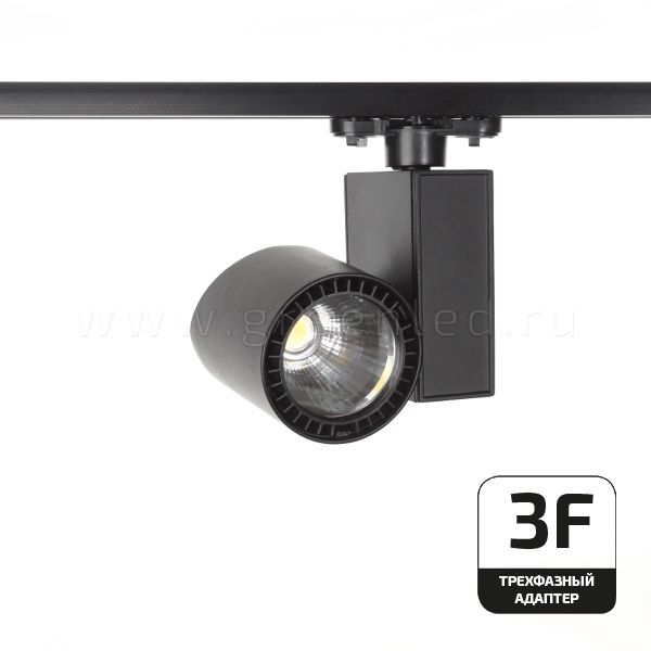 Трековый LED светильник TRV-5021-3F, черный, вид спереди